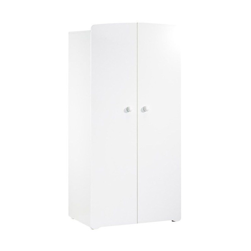 Armoire bébé Basic - Blanche - Boutons boule blanc - 2 portes - Baby Armoire bébé Basic - Blanche - Boutons boule blanc - 2 portes - Baby