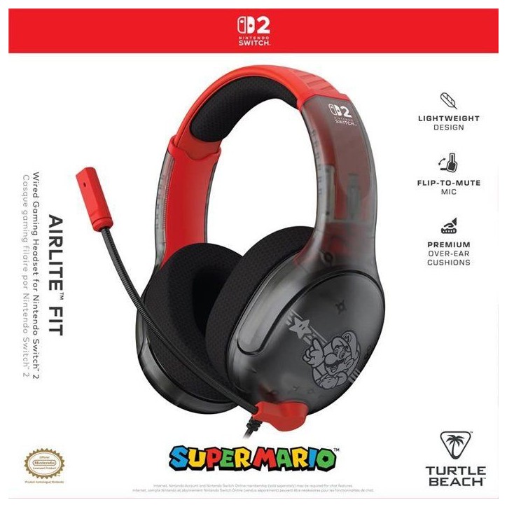 Casque Gaming filaire - TURTLE BEACH - Airlite Fit - Mario Star - Pour Nintendo Switch 2