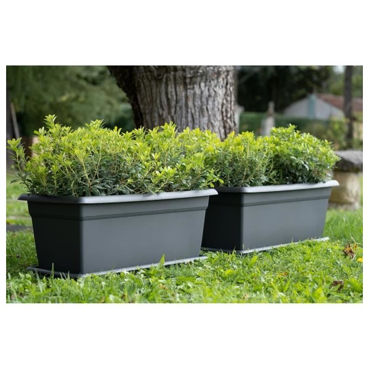 STEFANPLAST Bac a fleur/Jardiniere rectangulaire MEDITERRANEO - 110L - 100x45x40H cm - Plastique - Anthracite STEFANPLAST Bac a fleur/Jardiniere rectangulaire MEDITERRANEO - 110L - 100x45x40H cm - Plastique - Anthracite