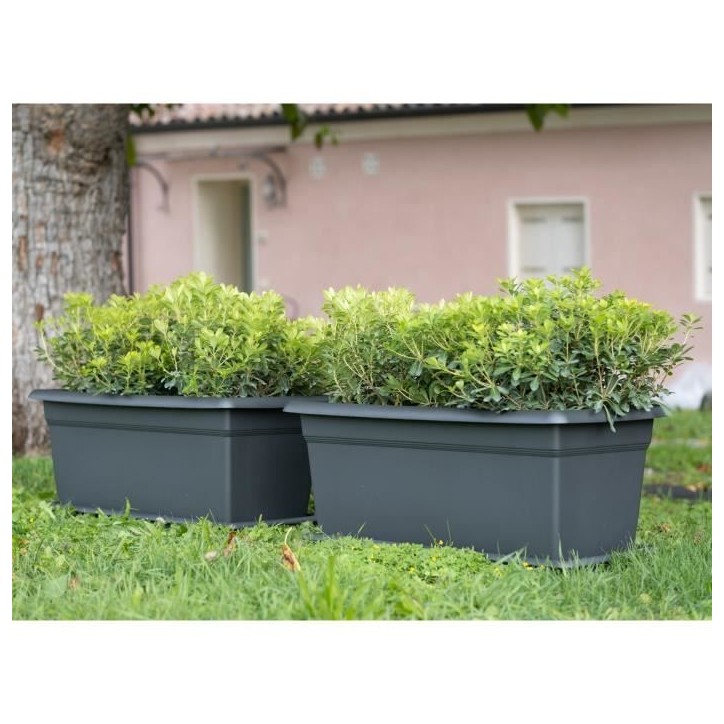 STEFANPLAST Bac a fleur/Jardiniere rectangulaire MEDITERRANEO - 110L - 100x45x40H cm - Plastique - Anthracite STEFANPLAST Bac a fleur/Jardiniere rectangulaire MEDITERRANEO - 110L - 100x45x40H cm - Plastique - Anthracite