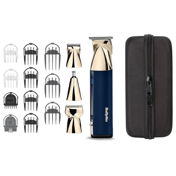 Tondeuse multi-usages sans fil - BABYLISS - MT992E Super-X Metal - Autonomie 5 h - 4 tetes - Edition Gold & Navy