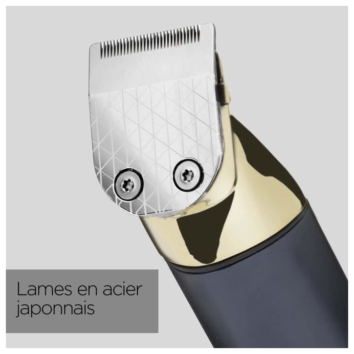 Tondeuse multi-usages sans fil - BABYLISS - MT992E Super-X Metal - Autonomie 5 h - 4 tetes - Edition Gold & Navy