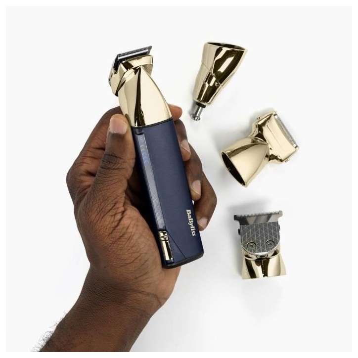Tondeuse multi-usages sans fil - BABYLISS - MT992E Super-X Metal - Autonomie 5 h - 4 tetes - Edition Gold & Navy