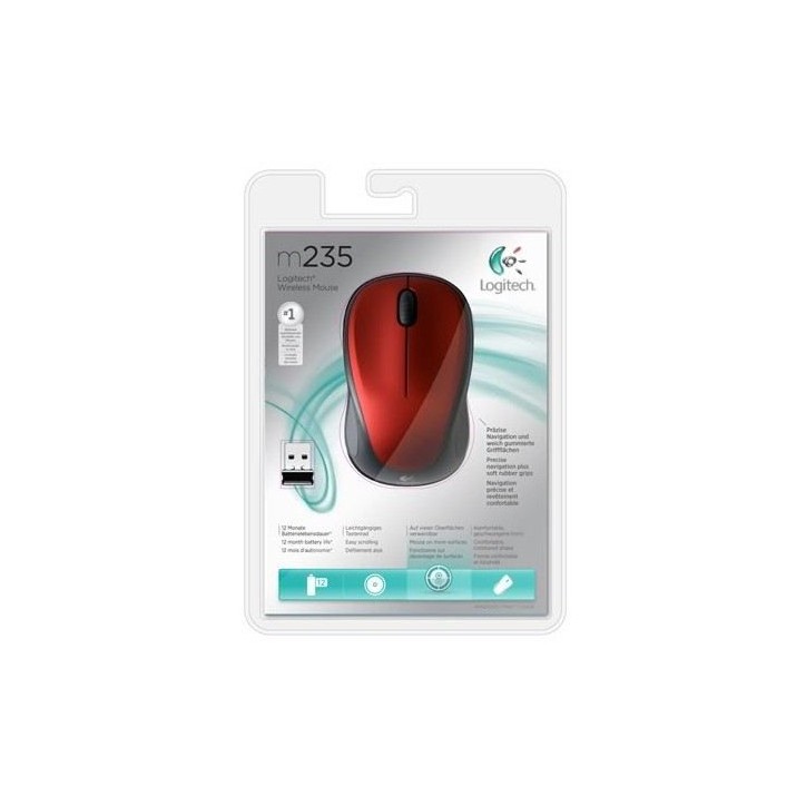 Souris - Sans fil - Logitech - M235 - Rouge