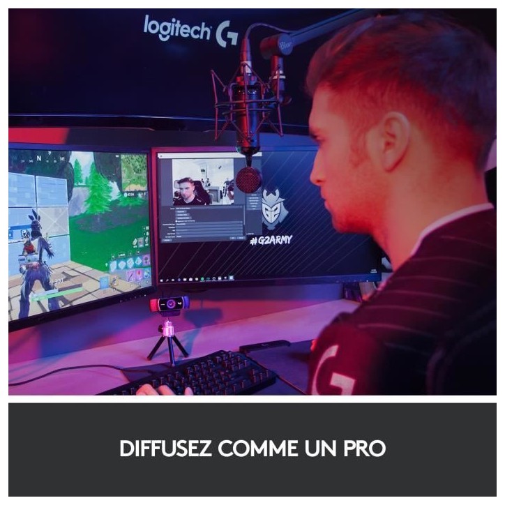 Webcam - Full HD 1080p - Logitech G - C922 Pro - Microphone intégré - Stream