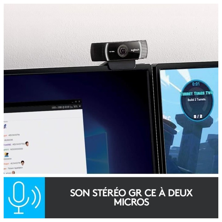 Webcam - Full HD 1080p - Logitech G - C922 Pro - Microphone intégré - Stream