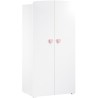 Armoire bébé Basic - MDF - Blanc - 2 portes - Bouton coeur rose - 85