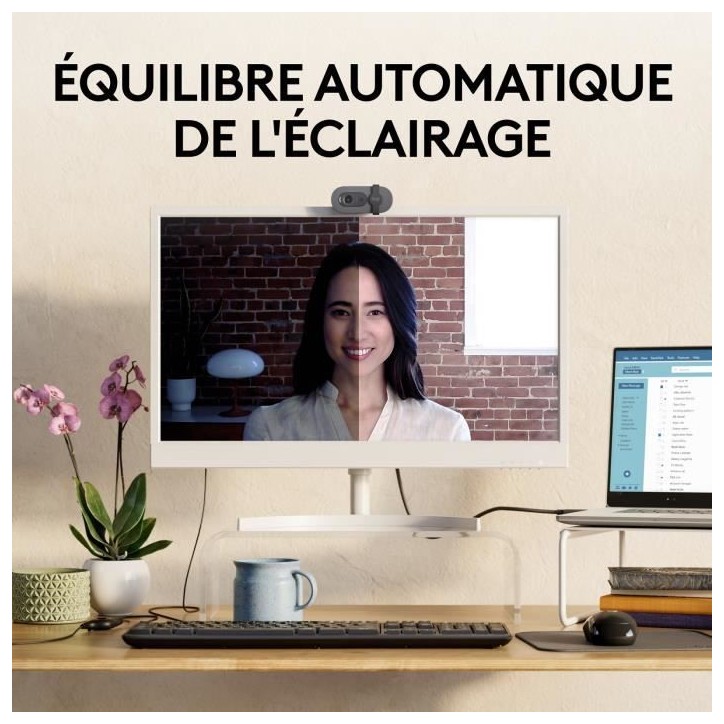 Webcam - Full HD 1080p - Logitech - Brio 100 - Microphone intégré - Graphite