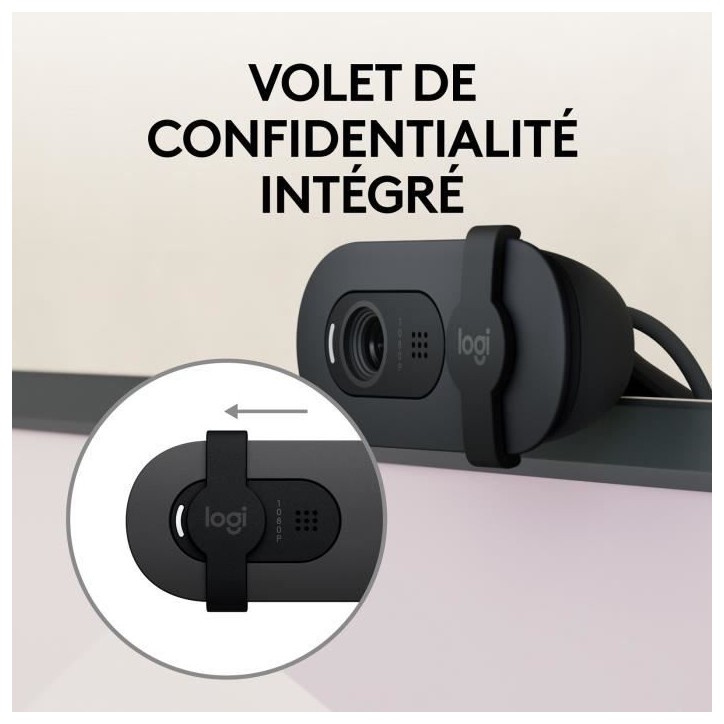 Webcam - Full HD 1080p - Logitech - Brio 100 - Microphone intégré - Graphite