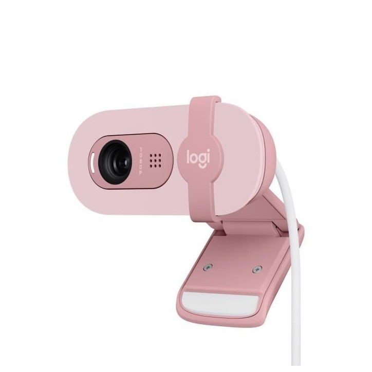 Webcam - Full HD 1080p - Logitech - Brio 100 - Microphone intégré - Rose