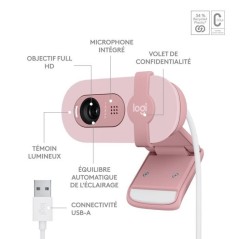 Webcam - Full HD 1080p - Logitech - Brio 100 - Microphone intégré -