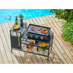 BRASERO Chariot pour Plancha - 128x60x89 cm - Pour plancha jusqu'a 4 f