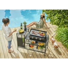 BRASERO Chariot pour Plancha - 128x60x89 cm - Pour plancha jusqu'a 4 f