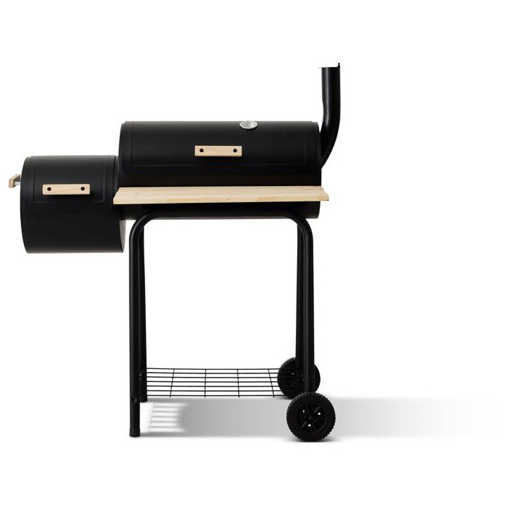Fumoir au charbon - COOKINGBOX - Deux foyers cylindriques - Acier - Poignées en bois - Cheminée verticale Fumoir au charbon - COOKINGBOX - Deux foyers cylindriques - Acier - Poignées en bois - Cheminée verticale