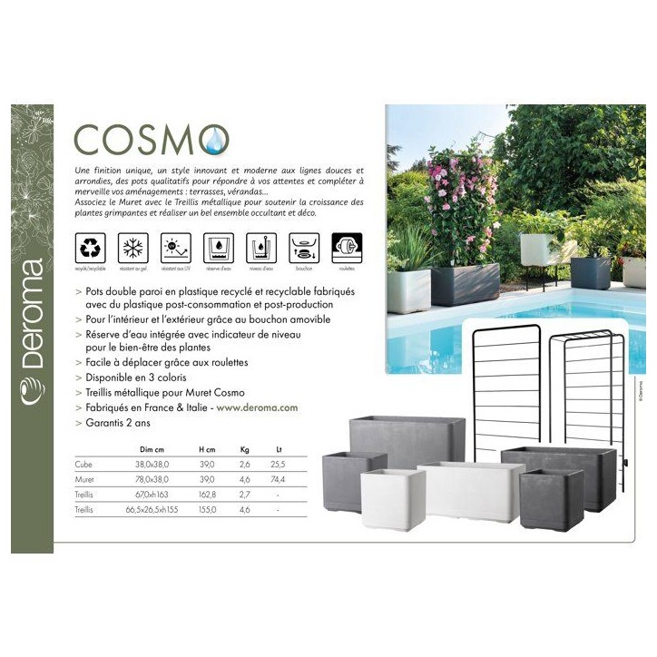 Porte-plantes - DEROMA - Cosmo - 78 x H 155 cm - Métal - Gris Porte-plantes - DEROMA - Cosmo - 78 x H 155 cm - Métal - Gris