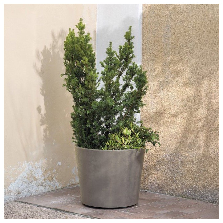 Pot de fleurs rond - DEROMA - Millennium - 79 L - Ø 50 cm - A réserve d'eau et roulettes - Marron Pot de fleurs rond - DEROMA - Millennium - 79 L - Ø 50 cm - A réserve d'eau et roulettes - Marron