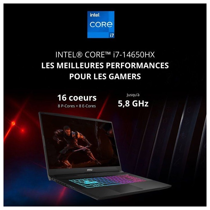 PC Portable Gamer - MSI Katana 15 HX B14WGK-818XFR - FreeDOS - 15.6 FHD 144 Hz - i7 14650HX - RTX5070 - 32Go DDR5 - 512Go SSD PC Portable Gamer - MSI Katana 15 HX B14WGK-818XFR - FreeDOS - 15.6 FHD 144 Hz - i7 14650HX - RTX5070 - 32Go DDR5 - 512Go SSD