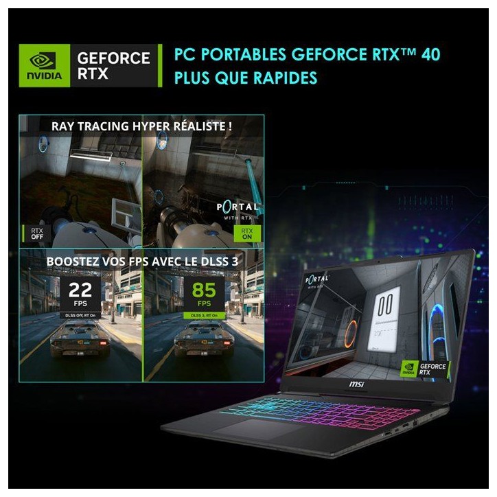 PC Portable Gamer - MSI Cyborg 15 A13VE-2093XFR - Sans Windows - 15.6 FHD - i7 13620H - Nvidia RTX 4050 - 16Go DDR5 - 512Go SSD