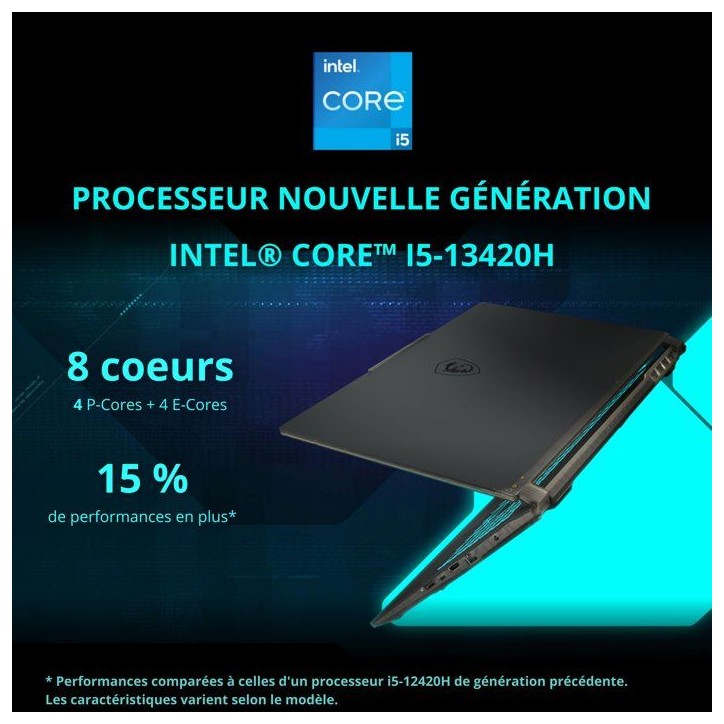 PC Portable Gamer - MSI Cyborg15 A13VE-2479FRNN - Windows 11 - 15,6 FHD144Hz - i5-13420H - RTX4050 - RAM 16Go - SSD 512Go PC Portable Gamer - MSI Cyborg15 A13VE-2479FRNN - Windows 11 - 15,6 FHD144Hz - i5-13420H - RTX4050 - RAM 16Go - SSD 512Go