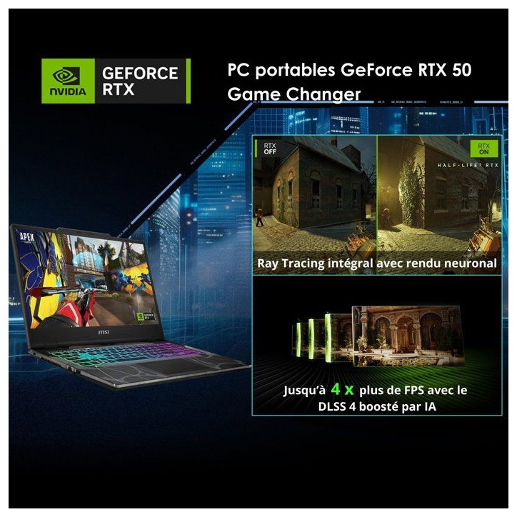 PC Portable Gamer - MSI - Cyborg 15 B13WEKG-618XFR - FreeDOS - 15,6 FHD 144Hz - i5 13420H - RTX5050 - 32Go DDR5 - 512Go SSD PC Portable Gamer - MSI - Cyborg 15 B13WEKG-618XFR - FreeDOS - 15,6 FHD 144Hz - i5 13420H - RTX5050 - 32Go DDR5 - 512Go SSD