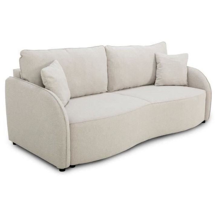Canapé convertible BARI 3 places - Tissu beige - Coffre de rangement - L215 x H89 x P100 cm Canapé convertible BARI 3 places - Tissu beige - Coffre de rangement - L215 x H89 x P100 cm