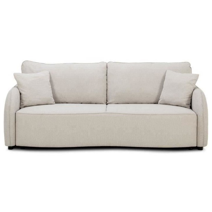 Canapé convertible BARI 3 places - Tissu beige - Coffre de rangement - L215 x H89 x P100 cm Canapé convertible BARI 3 places - Tissu beige - Coffre de rangement - L215 x H89 x P100 cm