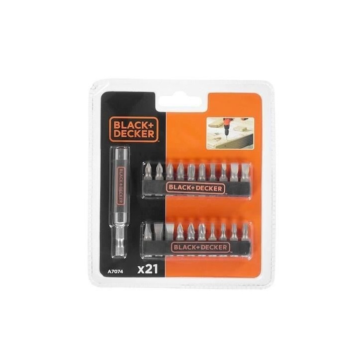 Coffret embouts de vissage BLACK+DECKER A7074-XJ 21 pieces Coffret embouts de vissage BLACK+DECKER A7074-XJ 21 pieces