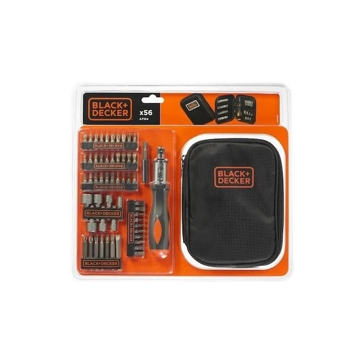 Coffret tournevis a cliquet BLACK+DECKER A7104-XJ 56 pieces Coffret tournevis a cliquet BLACK+DECKER A7104-XJ 56 pieces