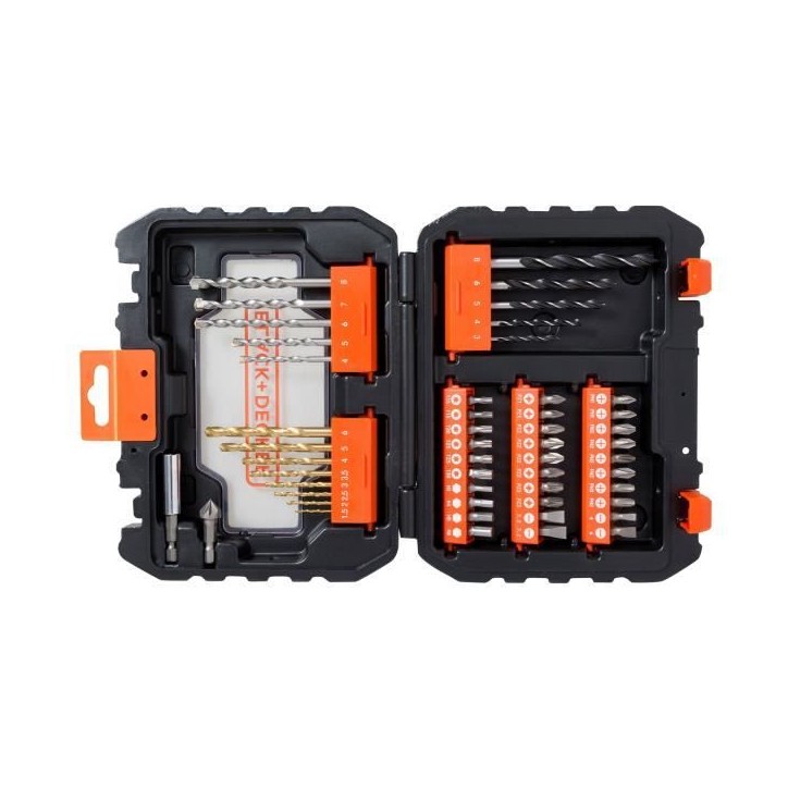 Coffret perçage vissage - BLACK+DECKER - A7232-XJ - 50 Accessoires - Forets, Embouts, Fraise Coffret perçage vissage - BLACK+DECKER - A7232-XJ - 50 Accessoires - Forets, Embouts, Fraise