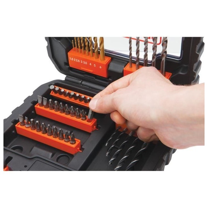 Coffret perçage vissage - BLACK+DECKER - A7232-XJ - 50 Accessoires - Forets, Embouts, Fraise Coffret perçage vissage - BLACK+DECKER - A7232-XJ - 50 Accessoires - Forets, Embouts, Fraise