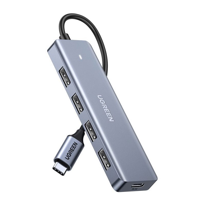 Hub USB - UGREEN - 4 ports USB 3.0 + USB-C - Gris