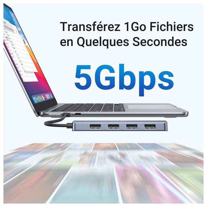 Hub USB - UGREEN - 4 ports USB 3.0 + USB-C - Gris Hub USB - UGREEN - 4 ports USB 3.0 + USB-C - Gris