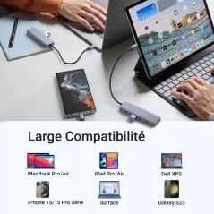 Hub USB - UGREEN - 4 ports USB 3.0 + USB-C - Gris