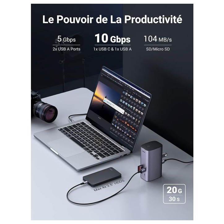 Station d'accueil multifonction USB-C Pro - UGREEN - Gris