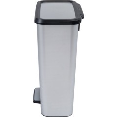Poubelle a pédale - CURVER - COMPATTA - 50 L - Gris aspect métal - P
