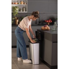 Poubelle a pédale - CURVER - COMPATTA - 50 L - Gris aspect métal - P