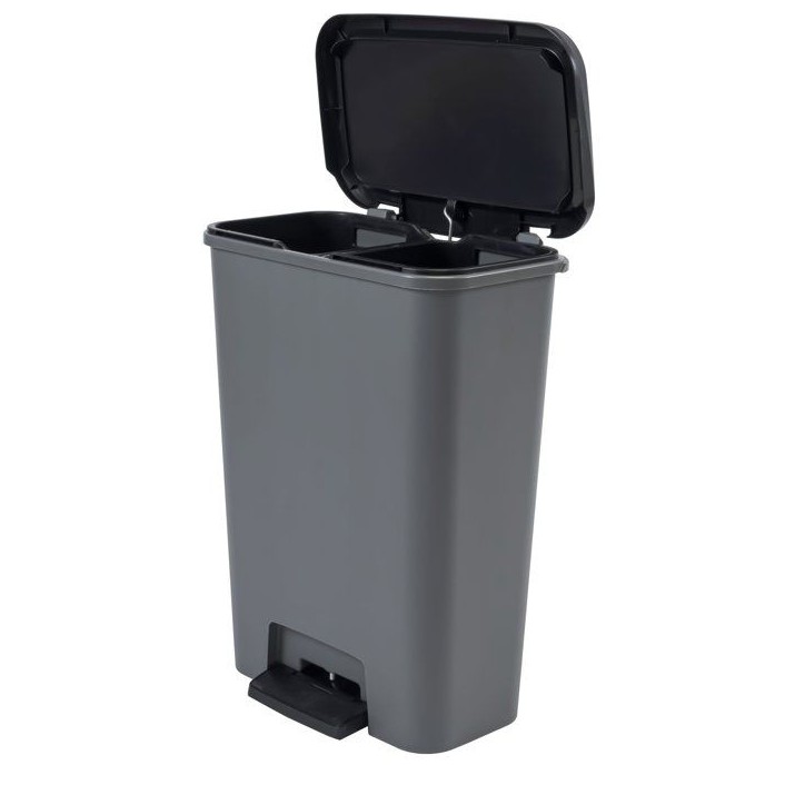 Pédale de tri a pédale Duo - CURVER - COMPATTA - 23 L + 23 L - Gris anthracite - Polypropylene Pédale de tri a pédale Duo - CURVER - COMPATTA - 23 L + 23 L - Gris anthracite - Polypropylene