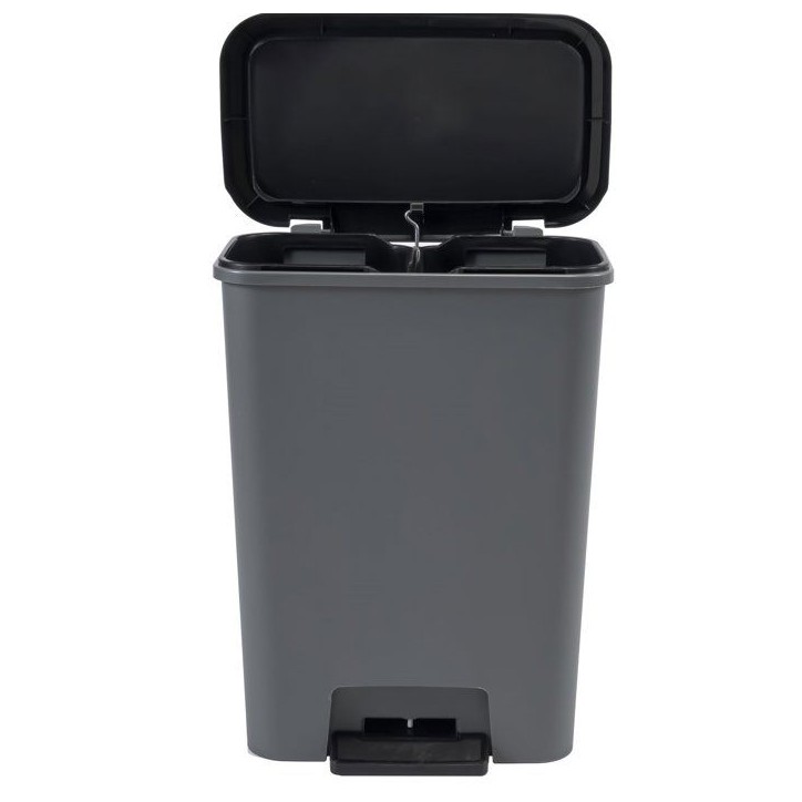 Pédale de tri a pédale Duo - CURVER - COMPATTA - 23 L + 23 L - Gris anthracite - Polypropylene Pédale de tri a pédale Duo - CURVER - COMPATTA - 23 L + 23 L - Gris anthracite - Polypropylene