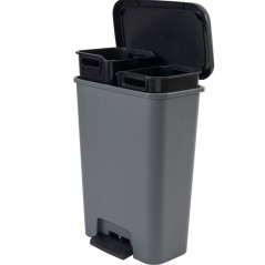 Pédale de tri a pédale Duo - CURVER - COMPATTA - 23 L + 23 L - Gris