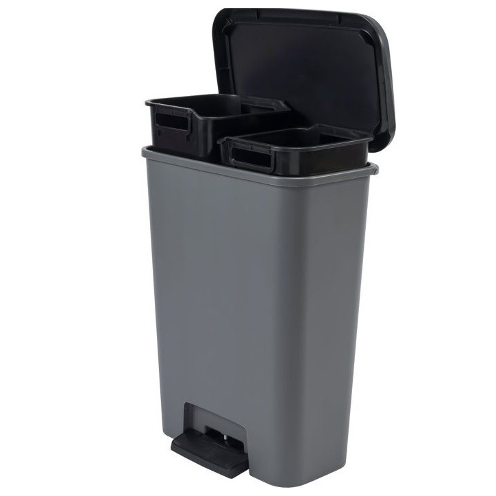 Pédale de tri a pédale Duo - CURVER - COMPATTA - 23 L + 23 L - Gris anthracite - Polypropylene Pédale de tri a pédale Duo - CURVER - COMPATTA - 23 L + 23 L - Gris anthracite - Polypropylene