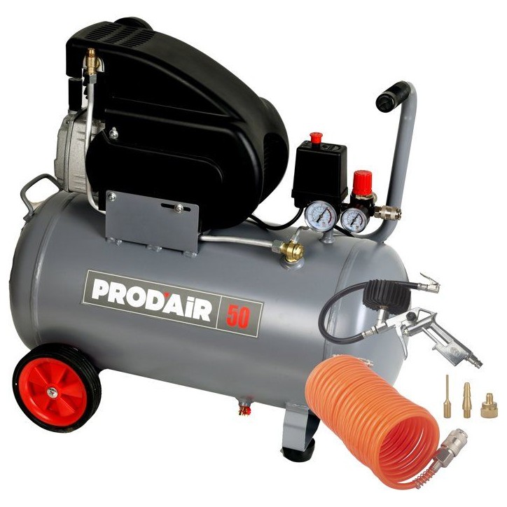 Compresseur d'air - PRODAIR - Prodair50 - 50L - 2CV - 8 bars - Double sortie + détendeur + kit gonflage Compresseur d'air - PRODAIR - Prodair50 - 50L - 2CV - 8 bars - Double sortie + détendeur + kit gonflage