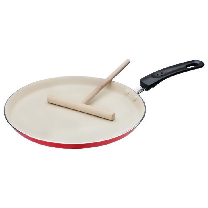 Crepiere avec étaleur - GSW - 456715 - Aluminium - Extérieur rouge siliconé - 26 cm - Tous feux dont induction Crepiere avec étaleur - GSW - 456715 - Aluminium - Extérieur rouge siliconé - 26 cm - Tous feux dont induction