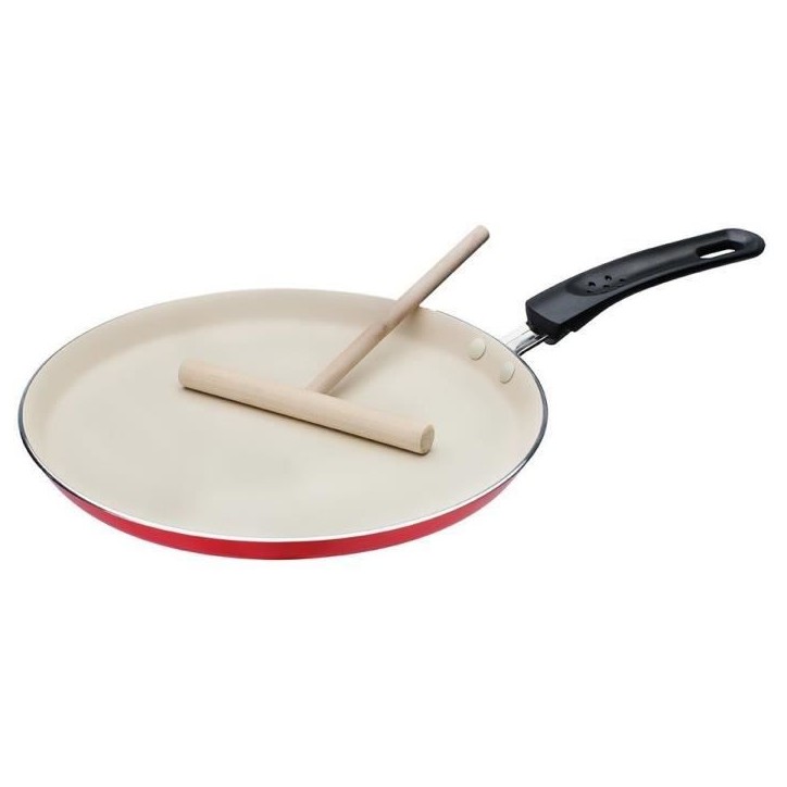 Crepiere avec étaleur - GSW - 456715 - Aluminium - Extérieur rouge siliconé - 26 cm - Tous feux dont induction Crepiere avec étaleur - GSW - 456715 - Aluminium - Extérieur rouge siliconé - 26 cm - Tous feux dont induction