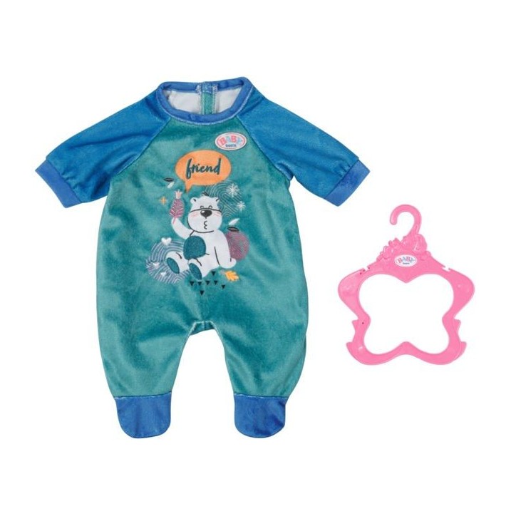 Combinaison - BABY BORN - Bleue - Motif ours - Avec cintre - Pour poupon 43cm Combinaison - BABY BORN - Bleue - Motif ours - Avec cintre - Pour poupon 43cm