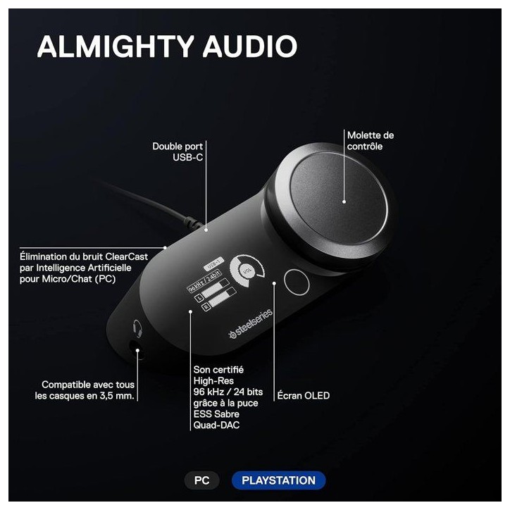 Amplificateur DAC - STEELSERIES - GameDAC Gen 2 - Pour PC et PlayStation - Noir Amplificateur DAC - STEELSERIES - GameDAC Gen 2 - Pour PC et PlayStation - Noir
