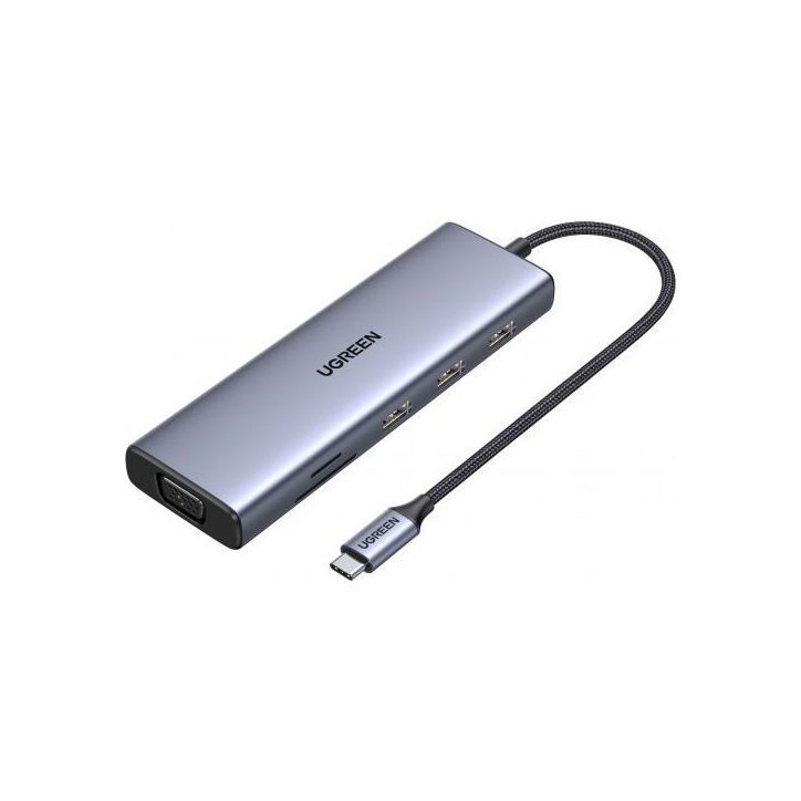 Hub USB-C 9 en 1 - UGREEN - HDMI, VGA, RJ45, SD, TF, USB-C - Noir