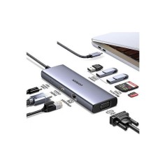 Hub USB-C 9 en 1 - UGREEN - HDMI, VGA, RJ45, SD, TF, USB-C - Noir