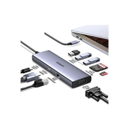 Hub USB-C 9 en 1 - UGREEN - HDMI, VGA, RJ45, SD, TF, USB-C - Noir