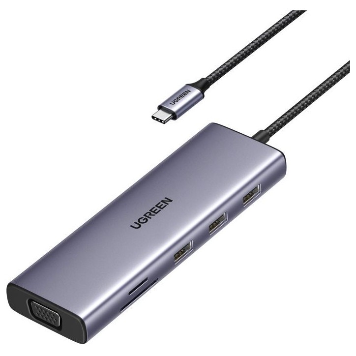 Hub USB-C 9 en 1 - UGREEN - HDMI, VGA, RJ45, SD, TF, USB-C - Noir