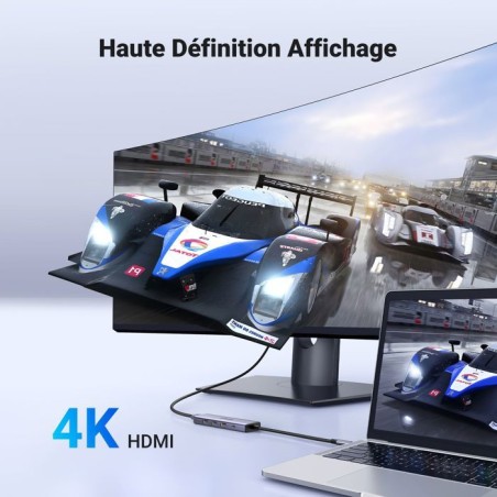 Hub USB - UGREEN - 5 en 1 - 3x USB 3.2, USB-C, HDMI 4K 30Hz - Noir
